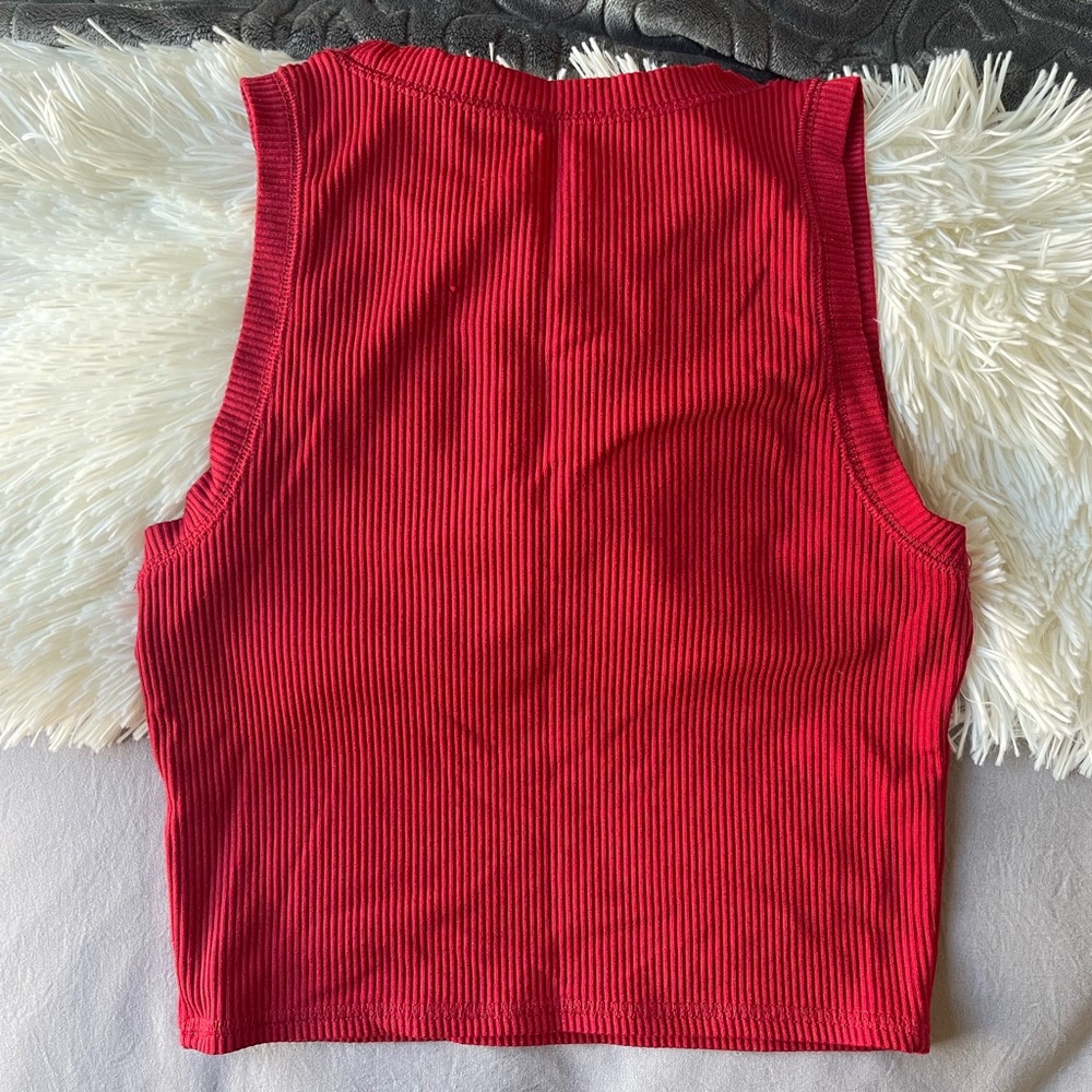 Red Ribbed Tank Top - Picture 2 of 5